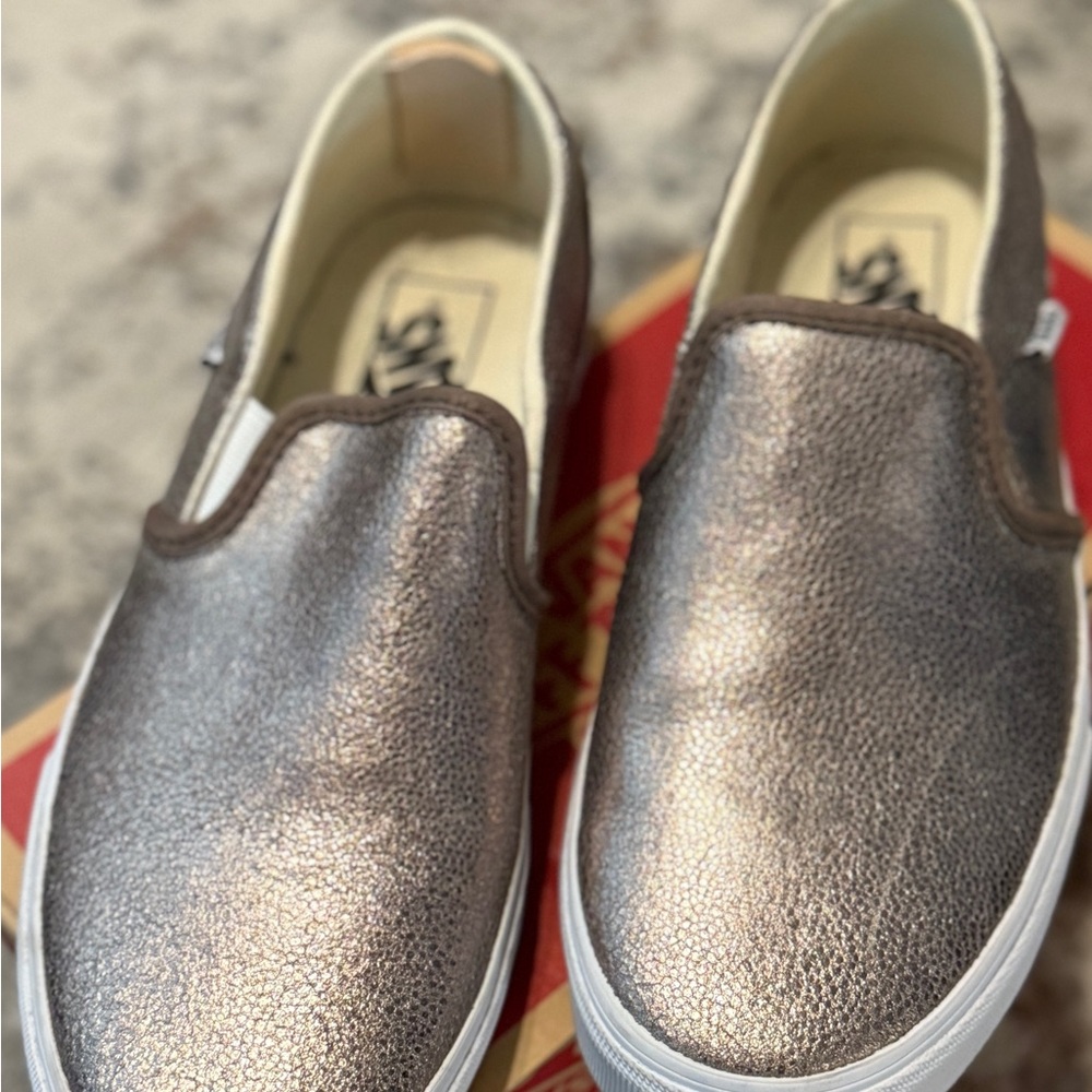 Vans Gold Slip-On Sneakers with Metallic Finish